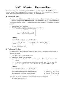 MAT112 Chapter 11 Ungrouped Data