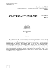 sport promotional mix - SEA - Practical Application of Science