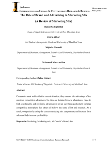The Role of Brand and Advertising in Marketing Mix (A Review of