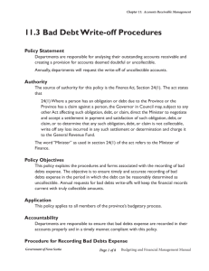 11.3 Bad Debt Write-off Procedures