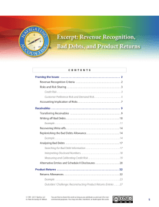 Revenue Recognition, Bad Debts, and Product Returns