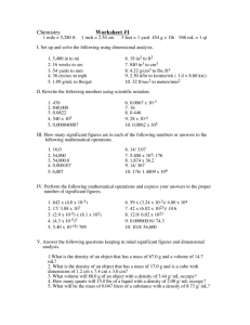 Chemistry Worksheet #1
