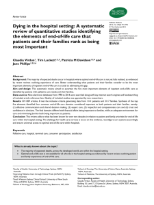 Dying in the hospital setting: A systematic review of quantitative