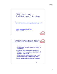 CS101 Lecture 02: Brief History of Computing