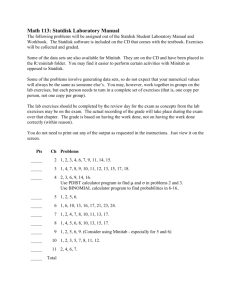Math 113: Statdisk Laboratory Manual