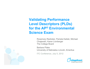 Validating Performance Level Descriptors (PLDs) for the AP