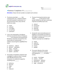 Sentence Completion 18 (low-advanced SAT level)