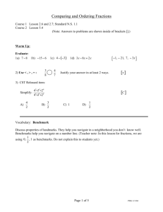 Comparing and ordering Fractions – Benchmark