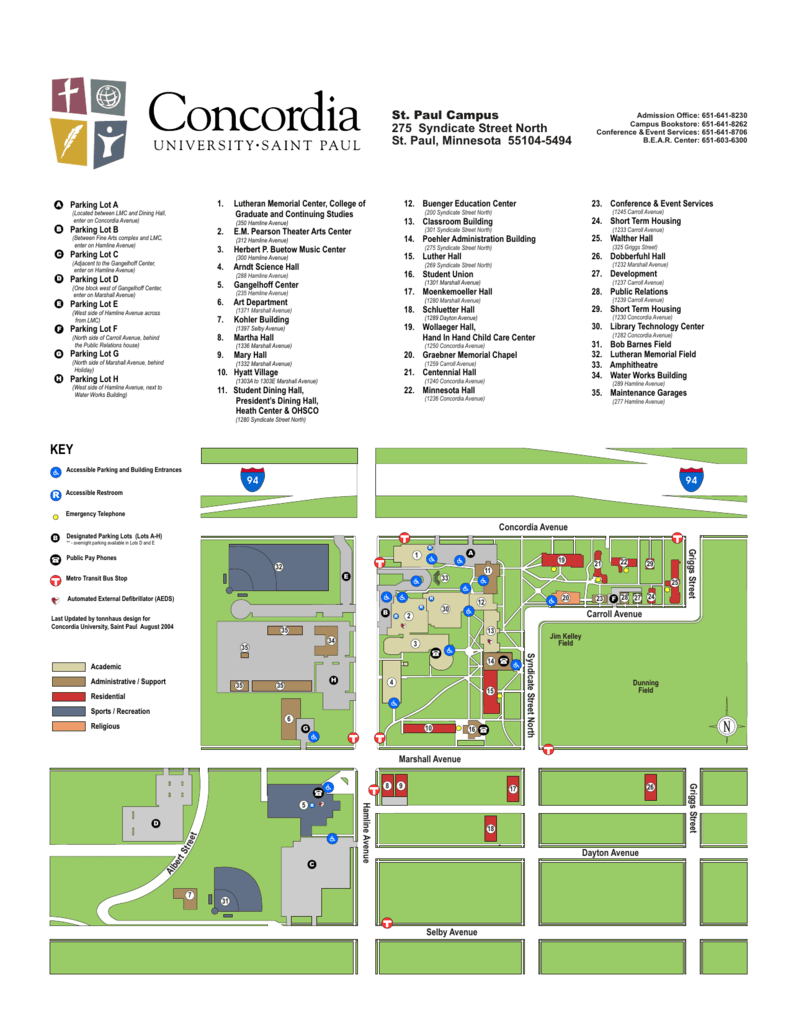 Campus Map & Directions - Concordia St. Paul