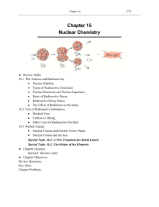 Chapter 16 Nuclear Chemistry - An Introduction to Chemistry