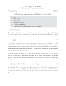 coefficient of restitution - The University of Alabama
