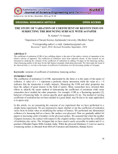 the study of variation of coefficient of restitution on subjecting the