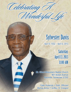 Bro. Davis Funeral Progam - Southern Region of Phi Beta Sigma