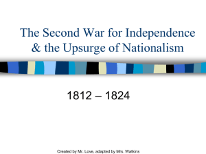 The Second War for Independence & the Upsurge of Nationalism