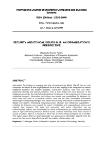 Security and Ethical Issues in IT: An Organization's Perspective