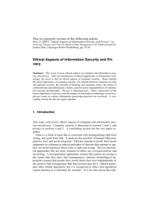 Ethical Aspects of Information Security and Pri
