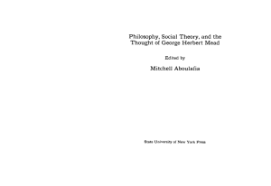 Philosophy, Social Theory, and the Thought of George Herbert Mead