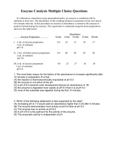 Enzyme Catalysis Multiple Choice Questions