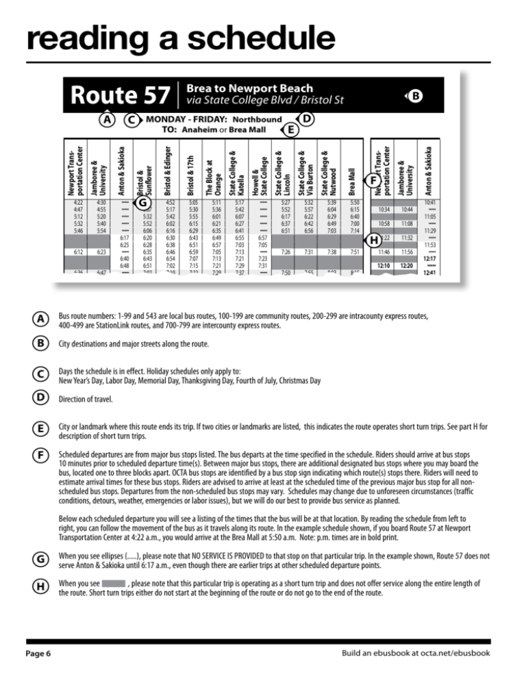 Reading A Schedule
