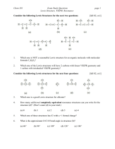 Chem 201 Exam Study Questions page 1 Lewis Structure, VSEPR