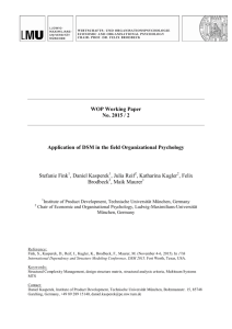 WOP Working Paper No. 2015 / 2 Application of DSM in the field