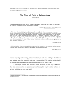 The Place of Truth in Epistemology
