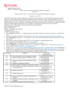 SYLLABUS1 FOR APPLIED LINEAR STATISTICAL MODELS 26