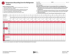 Temperature Recording Form for Refrigerator –Celsius