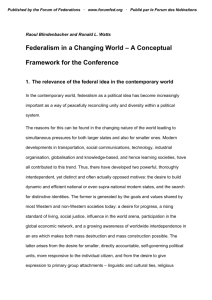 Federalism in a Changing World – A Conceptual Framework for the