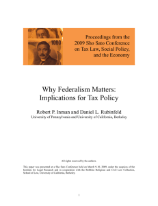 Why Federalism Matters: Implications for Tax Policy