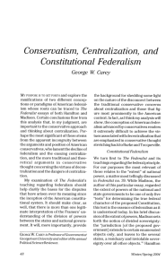 Conservatism, Centralization, and Constitutional Federalism