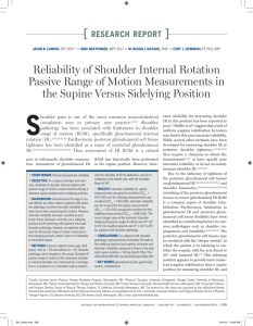 Reliability of Shoulder Internal Rotation Passive Range of