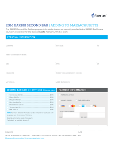 2016 BARBRI SECOND BAR | ADDING TO MASSACHUSETTS