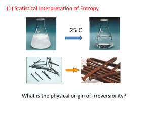 (1) Statistical Interpretation of Entropy What is the physical origin of