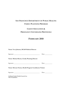 San Francisco Department of Public Health: Family Planning Program