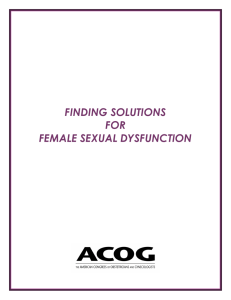 finding solutions for female sexual dysfunction