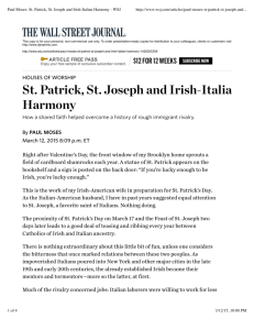 Paul Moses: St. Patrick, St. Joseph and Irish-Italian Harmony