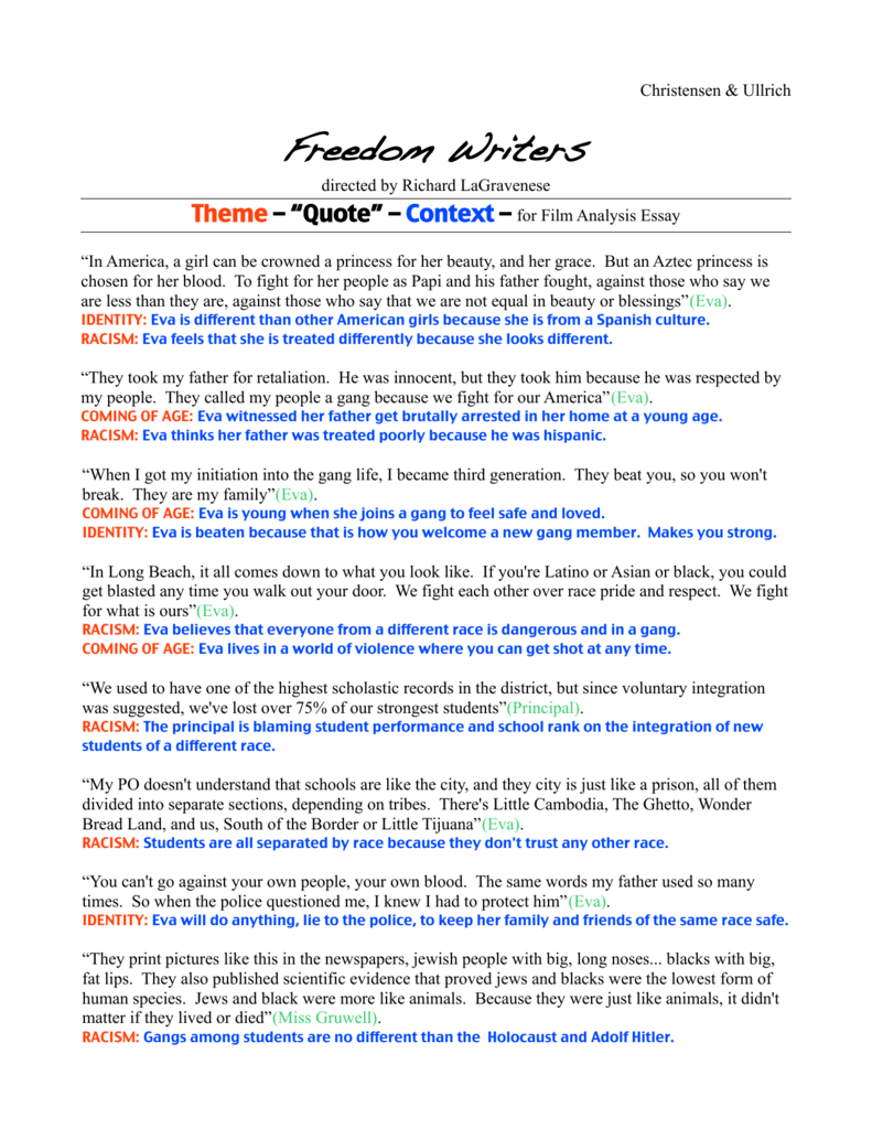 freedom writers racism essay