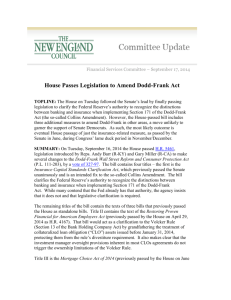 House Passes Legislation to Amend Dodd-Frank Act
