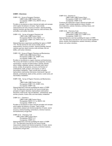 CHEM – Chemistry CHEM 1151 - Survey of Inorganic Chemistry