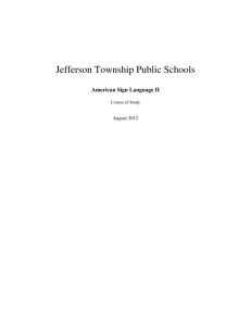 American Sign Language 2 - Jefferson Township Public Schools