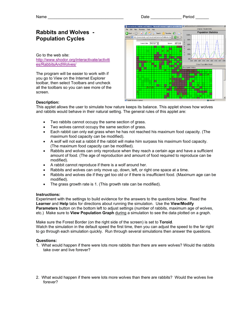 Modeling Population Growth Worksheet Answers Rabbit TUTORE ORG 