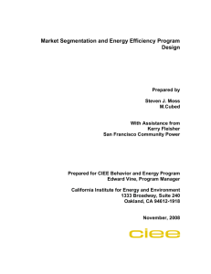 White Paper: “Market Segmentation and Energy Efficiency Program