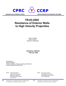 Resistance of Exterior Walls to High Velocity Projectiles