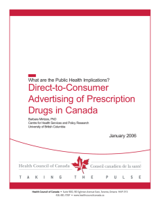 Direct-to-Consumer Advertising of Prescription Drugs in Canada