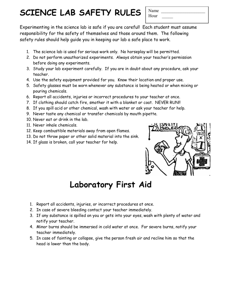 science lab safety rules With Science Lab Safety Worksheet