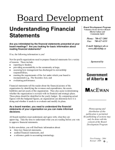 Board Development - Understanding Financial Statements