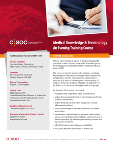Medical Knowledge & Terminology An Evening Training Course