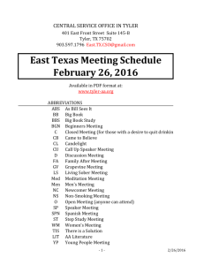 East Texas Meeting Schedule - AA Central Service Office in Tyler