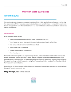 Microsoft Word 2010 Basics